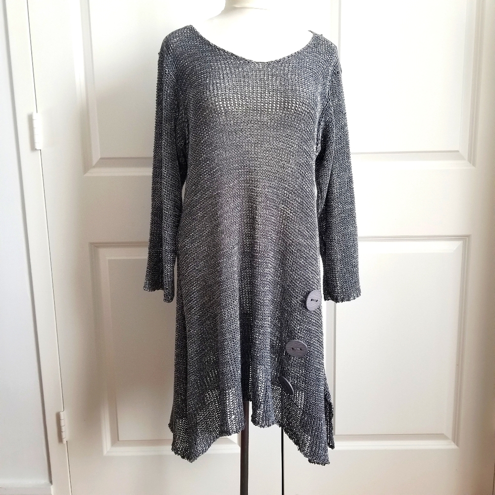 Crochet grey tunic above knee length M